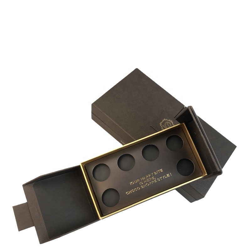 Venda por atacado personalizado luxo preto chocolate caixa de barra de embalagem para caixa de presente