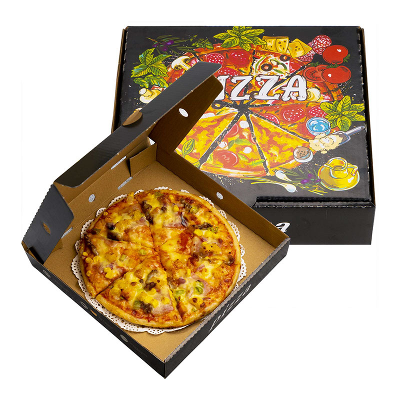 Barato Caixa de pizza de papel de design personalizado de impressão de logotipo