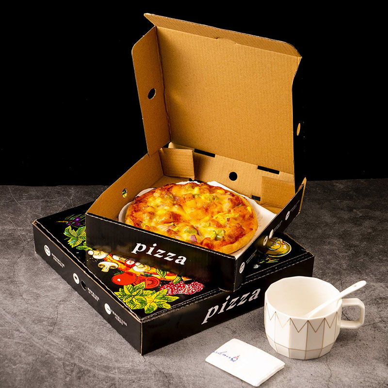 Barato Caixa de pizza de papel de design personalizado de impressão de logotipo